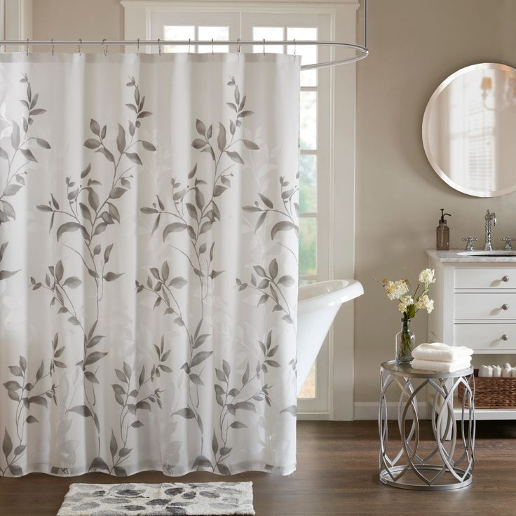Rosalie Burnout Printed Shower Curtain Gray Gray shower
