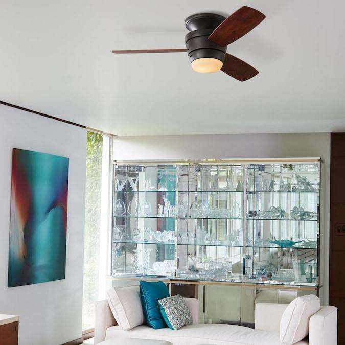 Harbor Breeze Mazon 44 In Oil Rubbed Bronze Led Indoor Flush Mount Ceiling Fan With Light Kit And Remote 3 Blade 2021 Ceiling Fan With Light Flush Mount, Harbor Breeze Mazon Ceiling Fan Light Bulb