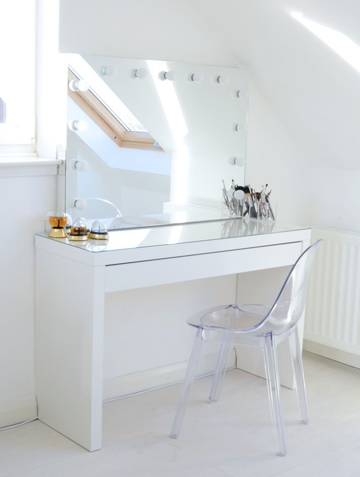 Ikea Mlam Dressing Table With Ghost Chair And Hollywood Mirror Ikea Mlam Dressing Table With Ghost Chair And Hollywood Mirror