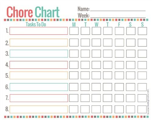 20 Free Printable Chore Charts Chart Free Printable Chore Charts And Printable Chore Chart Picture Chore Chart Template