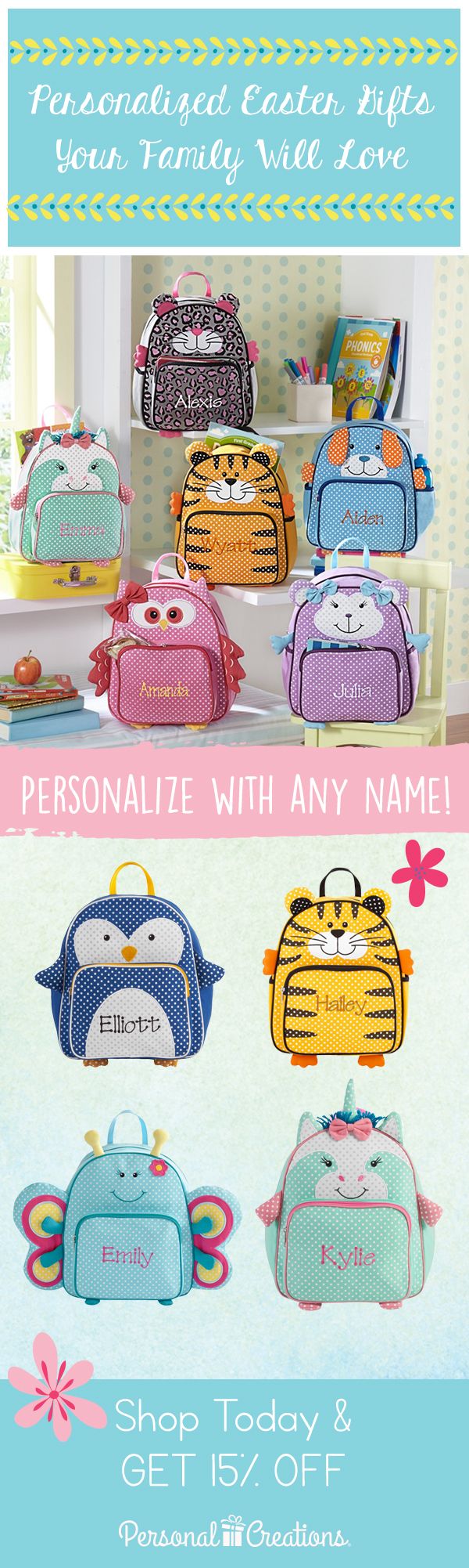 Easter's on its way! Let's make memories with personalized gifts. Shop today and get 15% off your order.