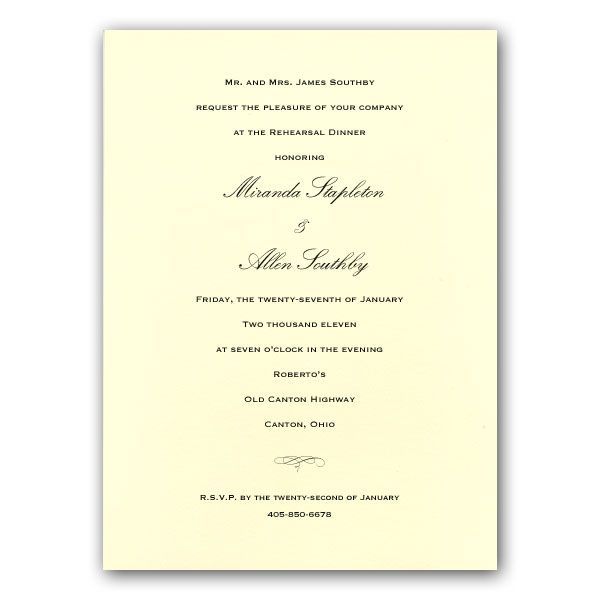 Traditional Ecru Rehearsal Dinner Invitations Rehearsal Dinner
