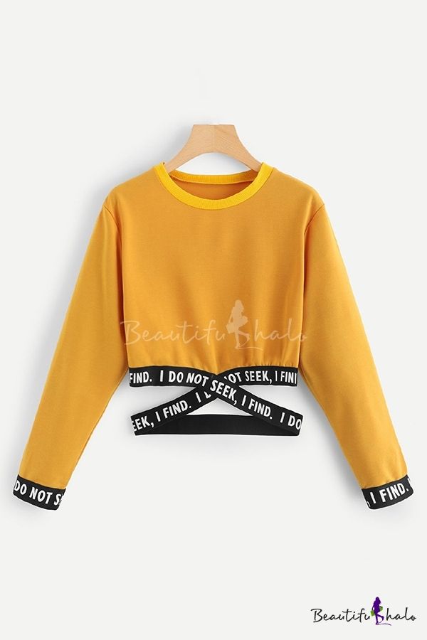 Letter I Find I Do Not Seek Printed Crisscross Tape Panel Long Sleeve Crew Neck Relaxed Crop Chic Pullover Sweatshirt For Girls Sweatshirts Hem Sweatshirt Woman Sweatshirt Letter I Find I Do Not Seek Printed Crisscross Tape Panel Long Sleeve Crew Neck Relaxed Crop Chic Pullover Sweatshirt For Girls Sweatshirts Hem Sweatshirt Woman Sweatshirt