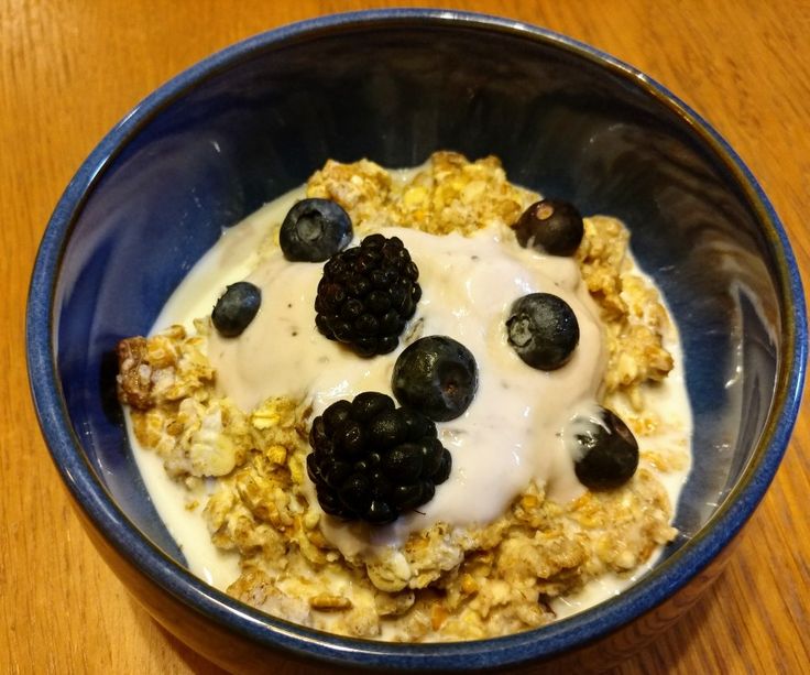 Overnight muesli served with yogurt and berries food breakfast