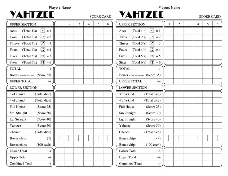 14 best Yahtzee Score Sheets images on Pinterest Yahtzee score