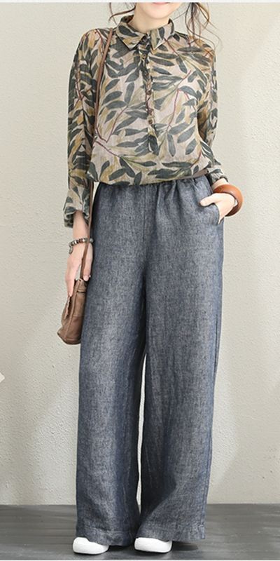 Awesome Fashion Casual Linen Wide Leg Pants For Women Q1399 Awesome Fashion Casual Linen Wide Leg Pants For Women Q1399