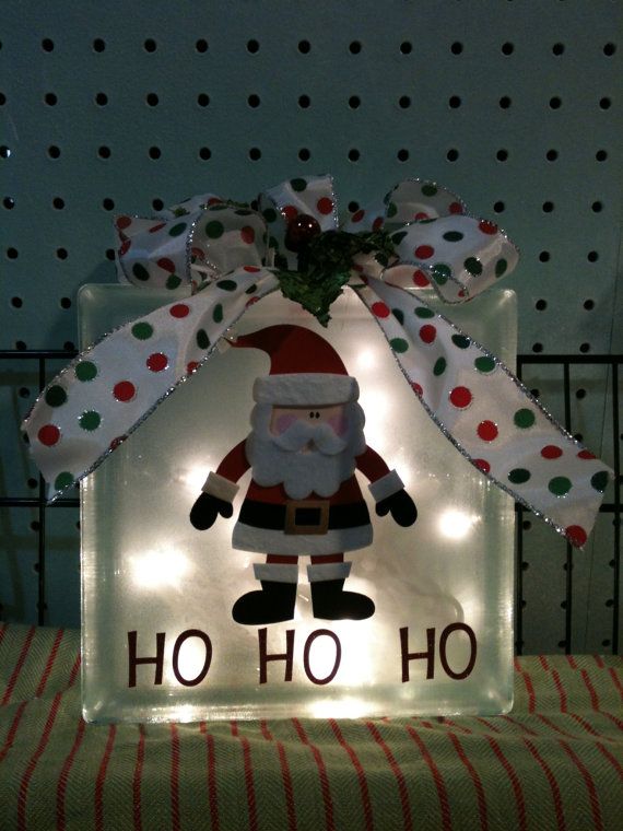 Glass Block Craft Ideas For Christmas Part - 40: Santa Lighted Glass Block By IlluminationsbyJaime On Etsy, $30.00