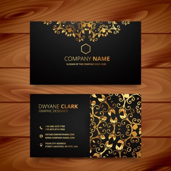 Luxury business card template with golden ornaments | Elegant business