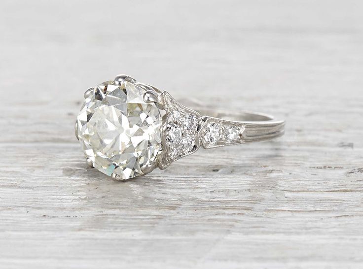 313 Best Edwardian Jewellery Images On Pinterest Vintage Vintage Edwardian Engagement Ring Made In Platinum And Centered With A 3 93 Carat Gia Certified Old