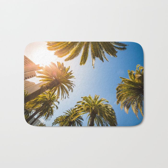 Palm Tree With Beautiful Sky And Sun Bath Mat By Mrzee101 In 2021 Beautiful Sky Bath Mat Palm Trees