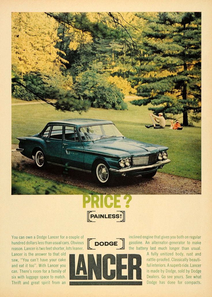 1960 Ad Dodge Lancer Automobile Vintage Car Trees Park - ORIGINAL CARS