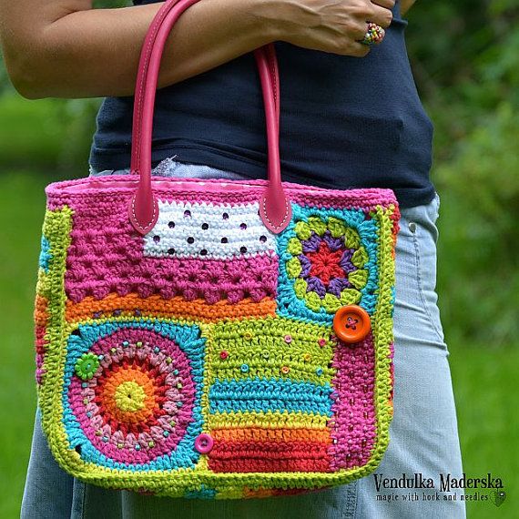 Häkelanleitung - Crazy Rainbow Tasche - durch VendulkaM - Tasche Häkelanleitun...
