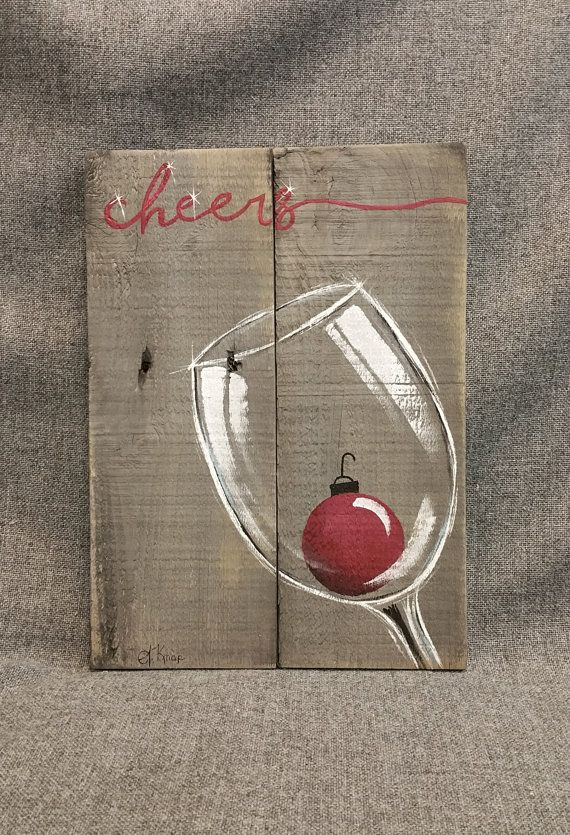 Christmas Wine Pallet Wall Art Decor Red Bulb Reclaimed Christmas Wine Pallet Wall Art Decor Red Bulb Reclaimed