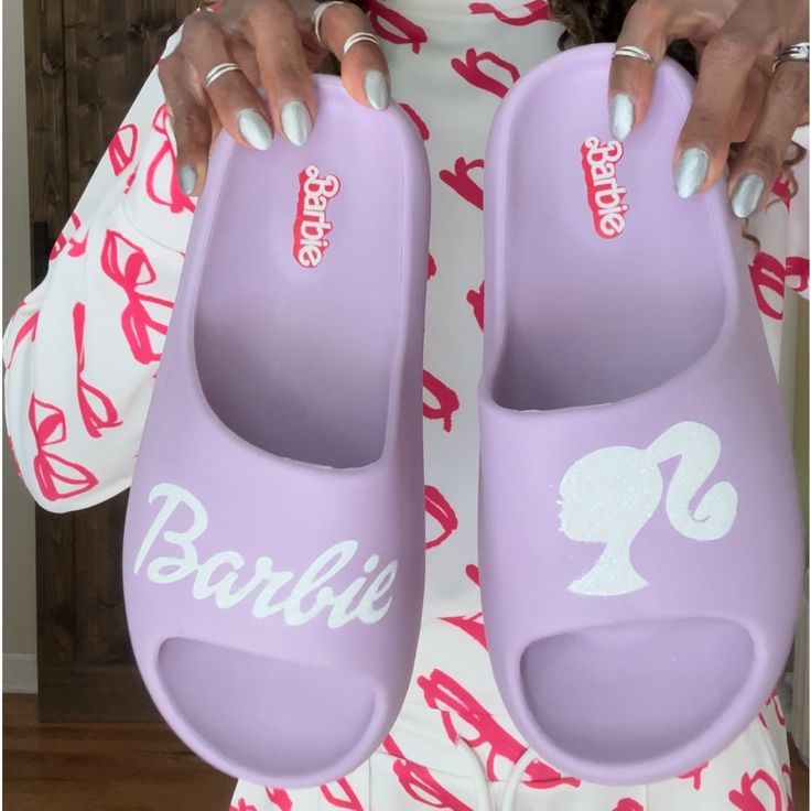 BARBIE PURPLE MIX GLITTER INDOOR OUTDOOR SIZE 40 SANDALS SLIDES