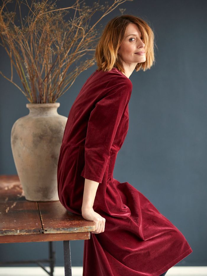 Zillah Organic Cotton Velvet Dress | Velvet dress, Organic cotton dress, Sophisticated dress