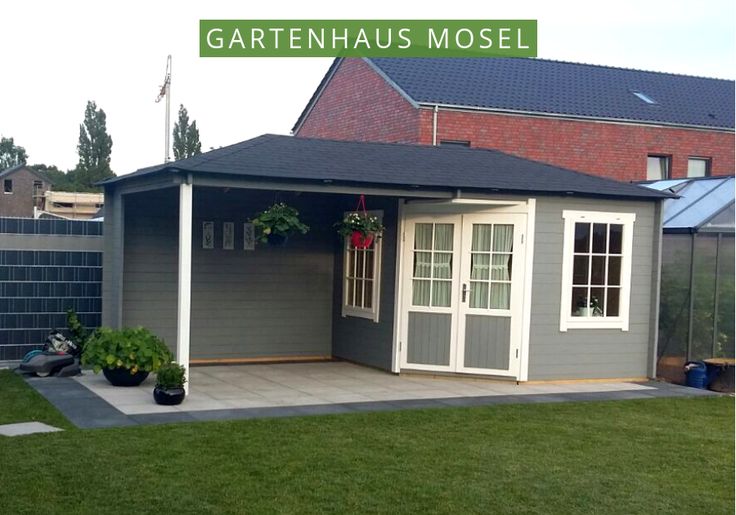 5Eck Gartenhaus Modell Rhein40 mit Anbau Gartenhaus