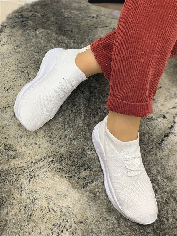 Violet Beyaz Triko Spor White Sneaker Sneakers Fashion