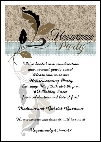 Flourish Leaf Design Housewarming Party Invitations At
