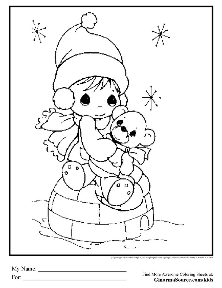 coloring pages precious moments teddy bear and igloo