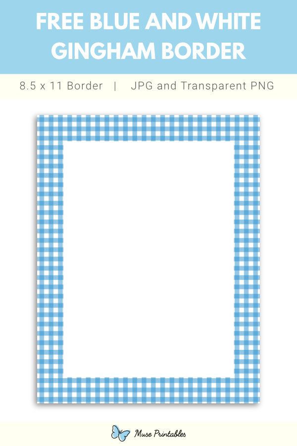 Blue And White Gingham Border | Note Paper, Blue And White, Printable Border