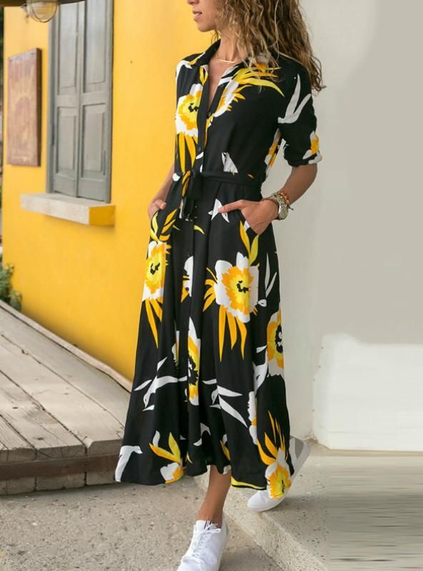 NJSBPG Summer Dress Women Floral Print Chiffon Dress Style Short Beach Dress NJSBPG Summer Dress Women Floral Print Chiffon Dress Style Short Beach Dress