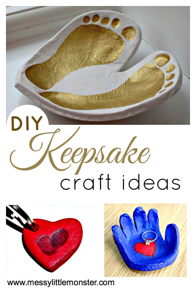 DIY Craft: DIY keepsake craft ideas. Baby keepsakes, toddler keepsakes, preschooler keepsakes and keepsakes for older kids. Includes clay keepsakes, child's drawing keepsakes, salt dough keepsakes, fingerprint keepsakes and handprint and footprint art.