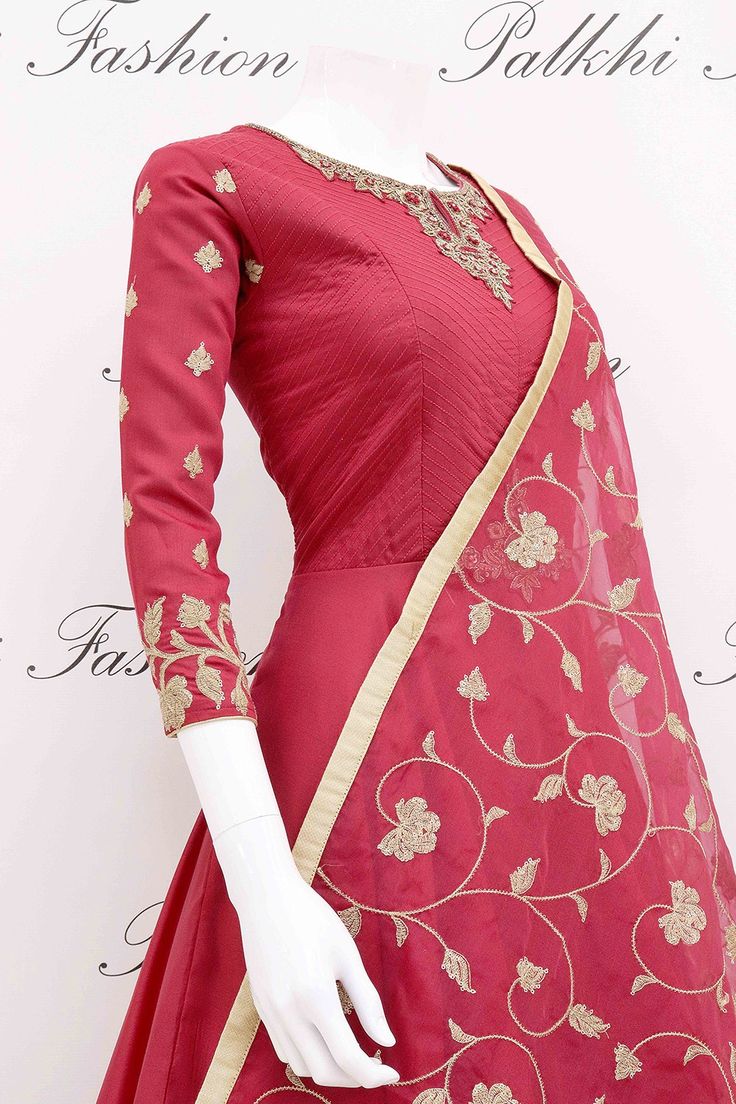 elegant cherry red color soft silk designer outfit with cherry designer clothes pakistani