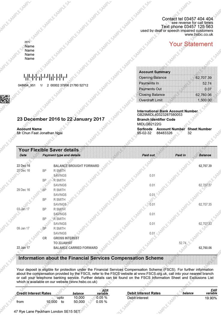 Savings International bank, Hsbc, Bank account Savings International bank, Hsbc, Bank account