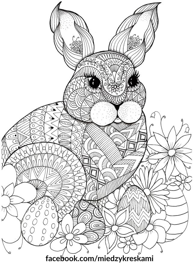 Easter bunny – Między Kreskami in 2020 | Mandala coloring pages, Easter