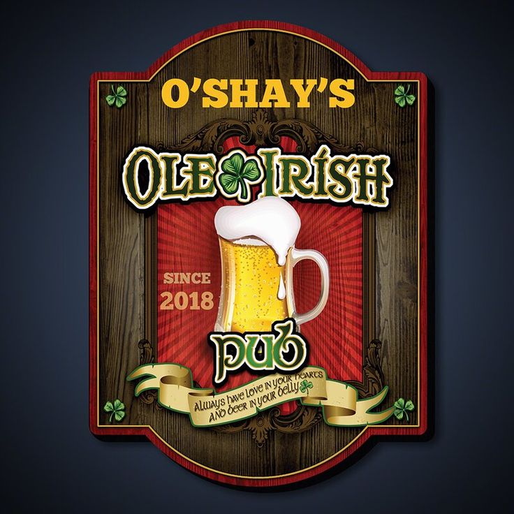 Home Wet Bar Personalized Luck Of The Irish Pub Sign Wall Décor Pub Signs Home Wet Bar Wall Signs