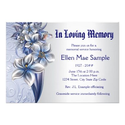 elegant blue memorial service announcements zazzle com word funeral template