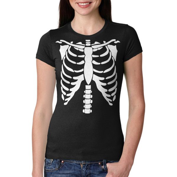 Halloween Skeleton Bones Clothing Including Plus Size Gothic Black Rib Cage Tops