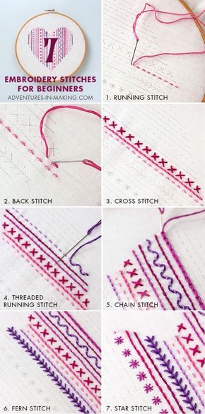 7 Embroidery Stitches For Beginners by Sara Pilli 7 Embroidery Stitches For Beginners by Sara Pilli