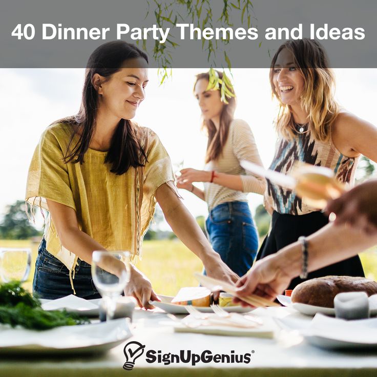 four women standing around a table with food on it and the words 40 ...