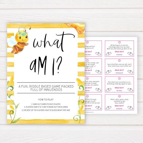 Mommy To BEE 24 What Am I Innuendo Baby Shower Games, Innuendo Riddle
