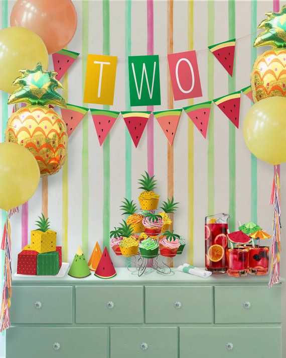 Birthday Theme Decoration Ideas Part - 30: Party Kit // Tutti Frutti Party Theme // Downloadable + Printable