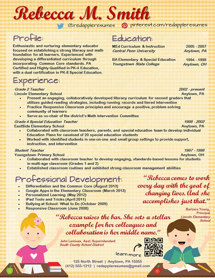 resumes for educators