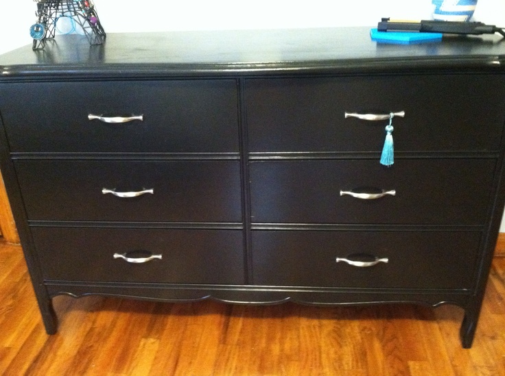 Semi gloss black paint on dresser. By Olympic One. Handles from