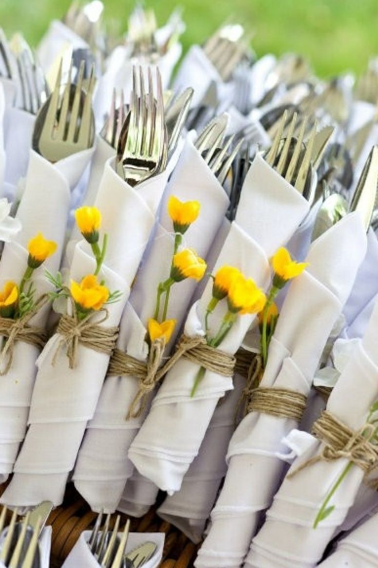 Wrapped Silverware At Buffet Backyard Wedding Garden Party wrapped-silverware-at-buffet-backyard-wedding-garden-party
