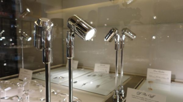 Battery Powered 1 5w Stalk Spotlights Display Lighting Ltd Cabinet Stalk Spotlights Display Lighting Ltd, Battery Powered Display Cabinet Lighting