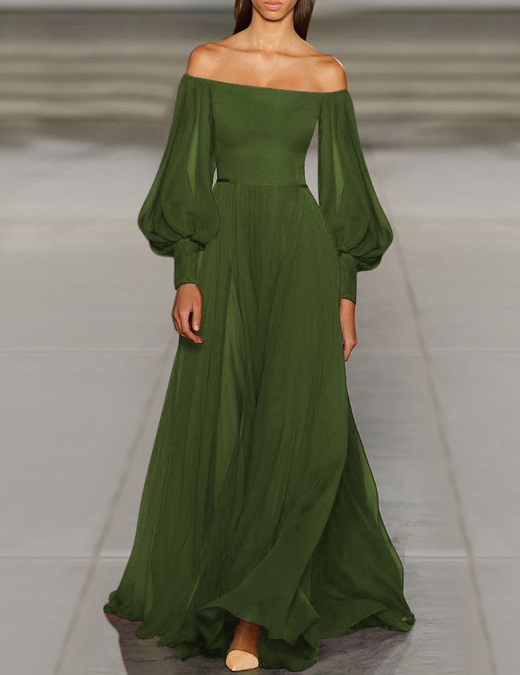 balloon sleeve evening gown