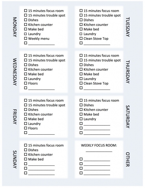 household chores schedule template