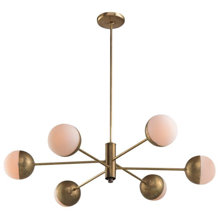 Brass And Frosted Glass Globe Chandelier Circa 1960 Frosted Glass Globe Chandelier, Brass And Glass Orb Chandelier