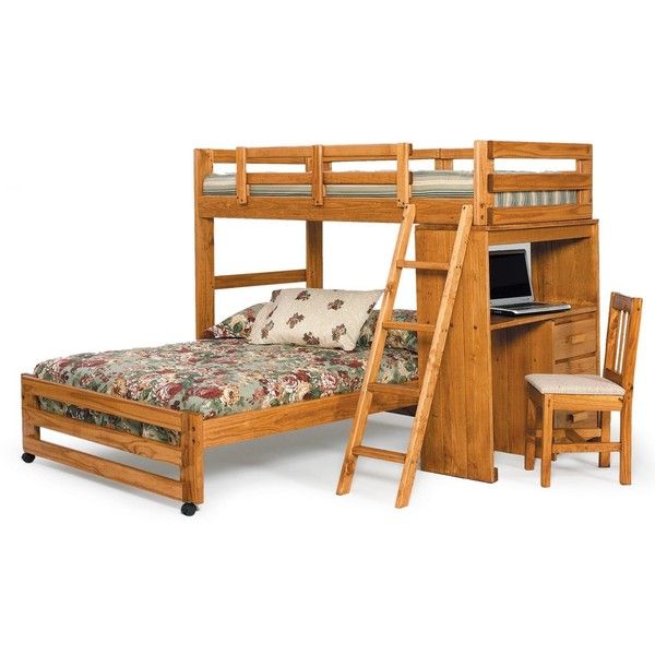 Twin Over Full L Shaped Bunk Bed With Desk End 880 Liked On Polyvore Featuring Home Children S Room An Designs Loft Beds Bunk Bed Designs Loft Beds, Twin Over Full Loft Bunk Bed With Desk