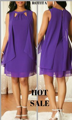 Back Slit Keyhole Neckline Overlay Chiffon Dress.From parties and formal dinners… Back Slit Keyhole Neckline Overlay Chiffon Dress.From parties and formal dinners…