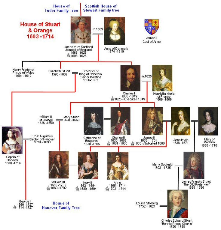 House of Stuart Family Tree Royal Descendants | Alfred to Elizabeth II | Wessex | Normans | Plantagenet | Tudor | Scottish | Stuart | Hanover | Windsor << Previous TreeMouse over images and click for informationNextTree >>