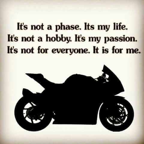 a black and white image of a motorcycle with the words it's not a phase, its my life