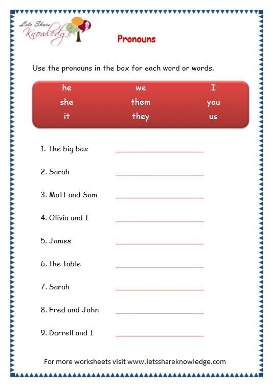 Astonishing Pronoun Worksheets For Grade 2 Printable Worksheet