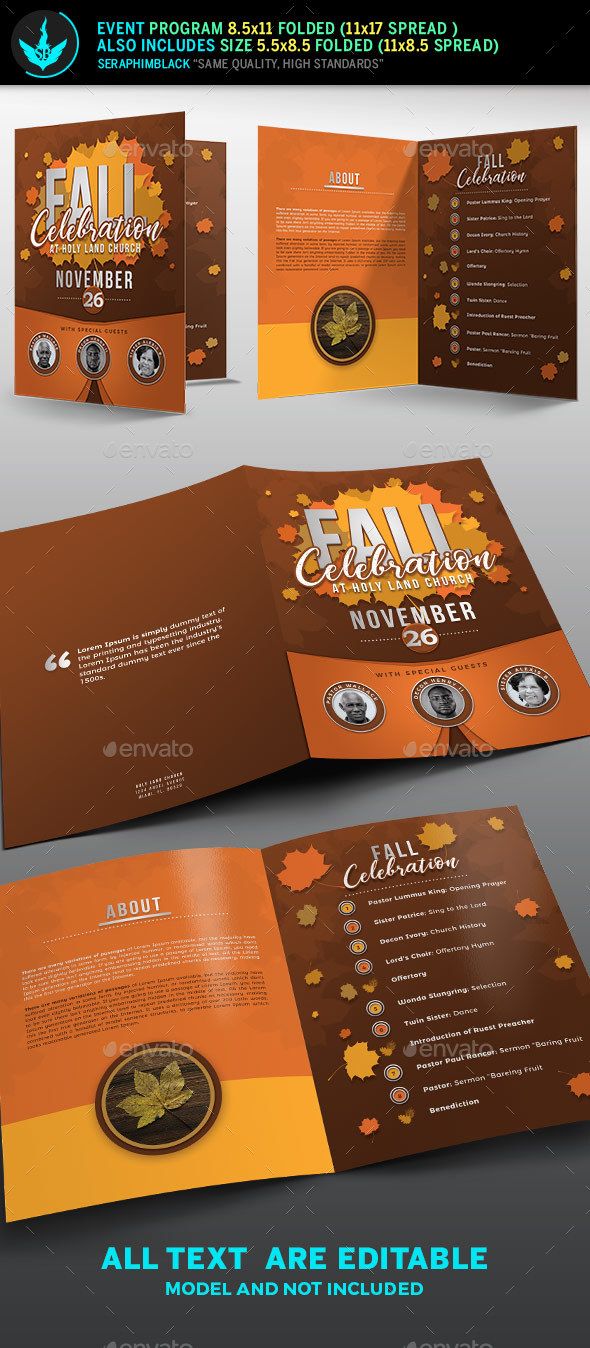 fall celebration church program template informational brochures informational pamphlet template
