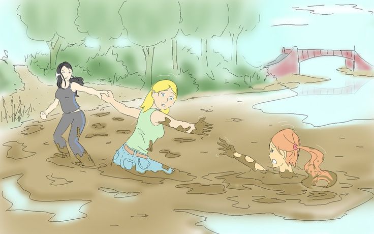 Anime girl in mud